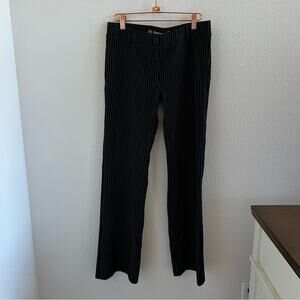 Betabrand Dress Pant Yoga Pants Vertical Stripe Black and Gray M